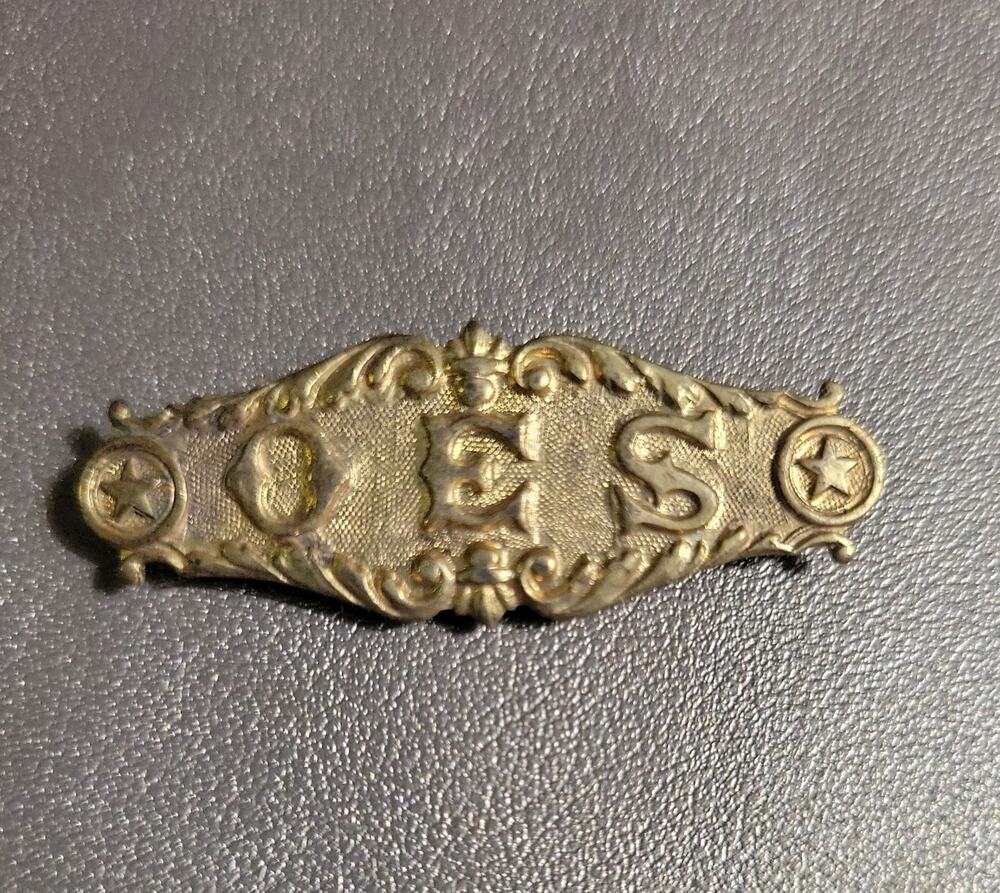 Antique VTG Order of the Eastern Star Pinback Mason Masonic ribbon badge